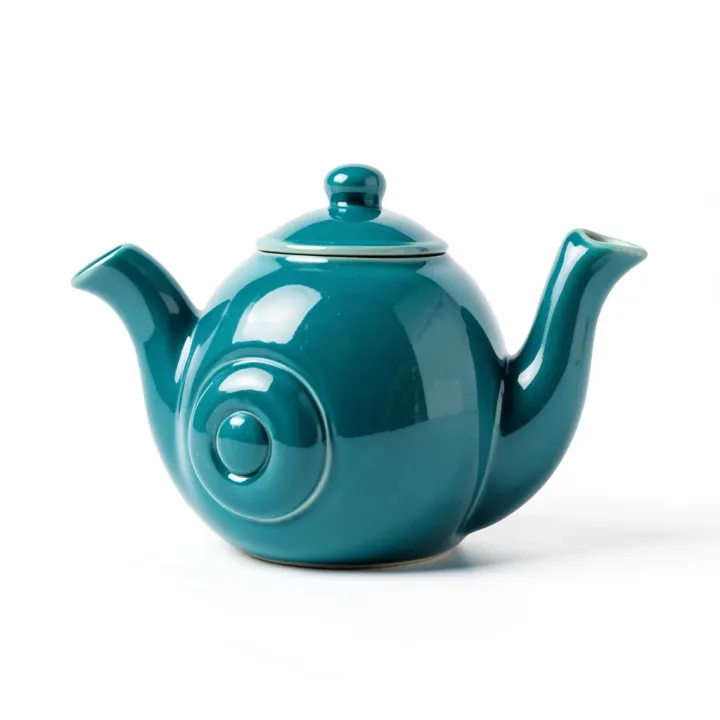 A teal ceramic snail teapot, the concept image a 3D model is built from